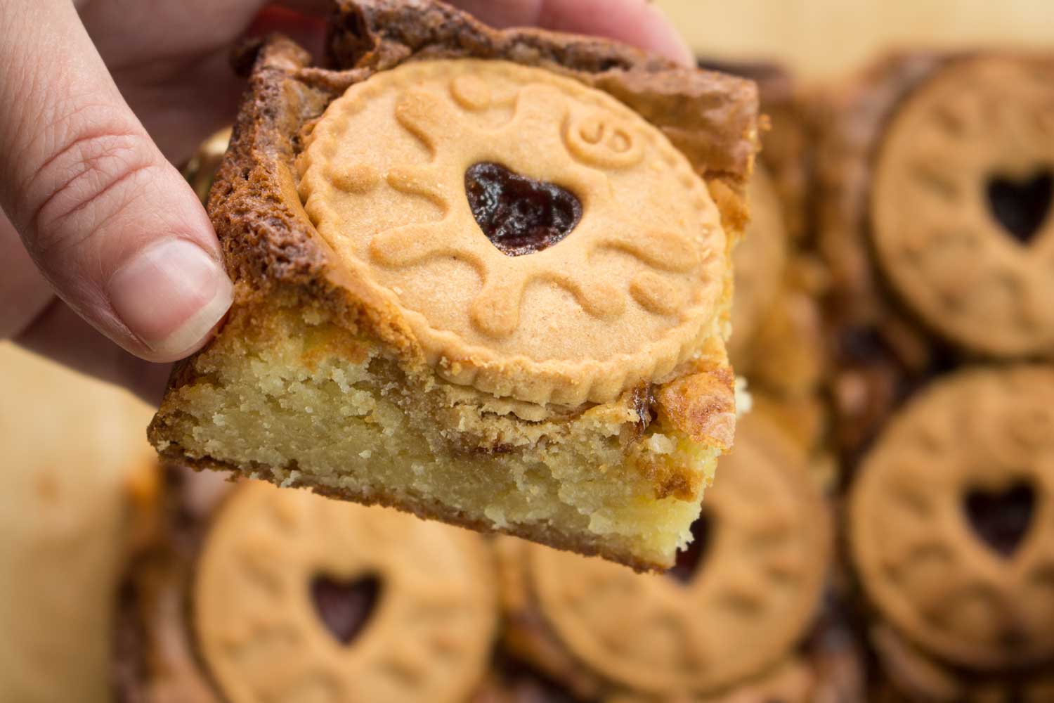 Jammie-Dodger-Blondies-slice--RoseHartSweets